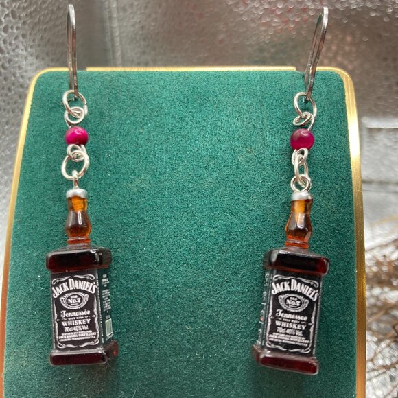 Mini Whiskey Pink Tigers Eye Earrings - Picture 1 of 2